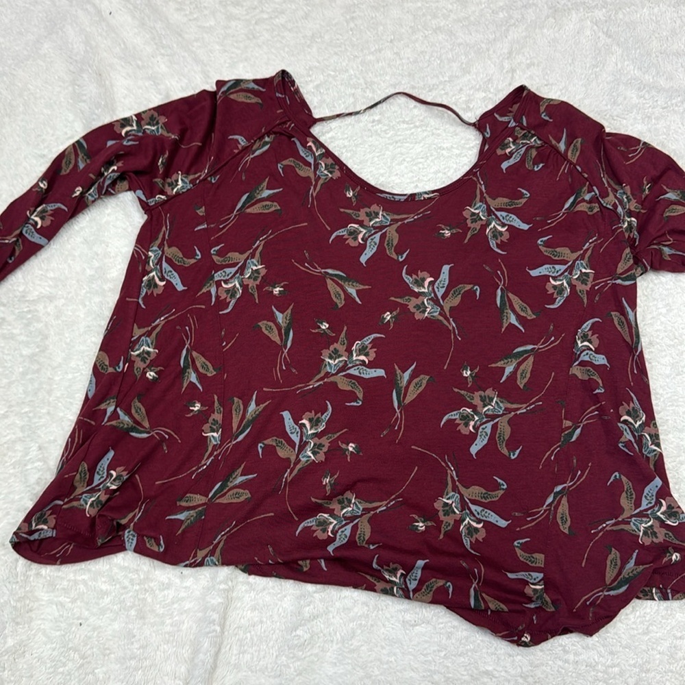 Free People Red Ruched Backless Elsa boho Open back top NWOT - Picture 3 of 7